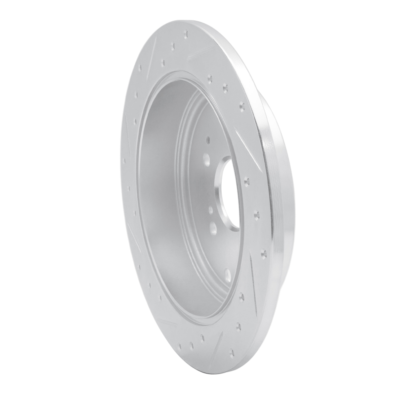 Acura MDX Brake Rotor (1) - Rear Right - R1 Concepts - Drilled & Slotted - Silver - `01-`08